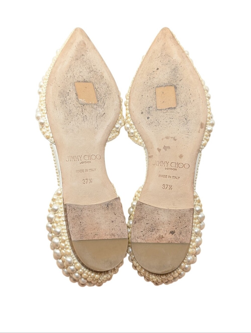 Jimmy Choo Sabine Ivory Pearl Pointed Toe D'Orsay Flat Size EU 37.5 - Picture 13 of 13